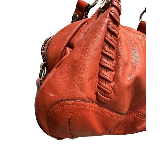 B. Makowsky Cognac Brown Leather Shoulder Bag Handbag Midsize Purse Authentic - Picture 6 of 9